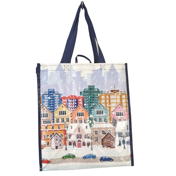 Mallory Renee Large Reusable Tote Shopping Bag - Winter City Drive - Picture 1 of 6
